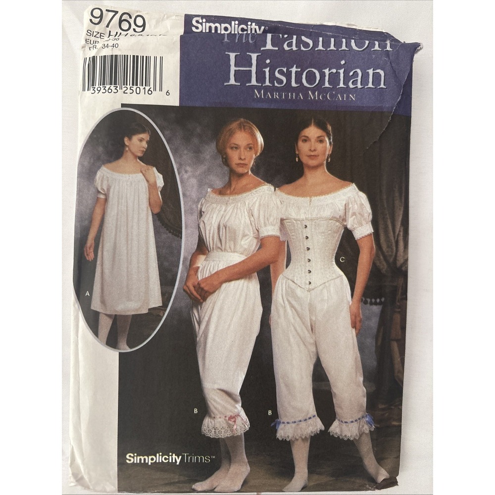 Simplicity 9769 Civil War Undergarments Sewing Pattern Sz 6-12 Martha McCain